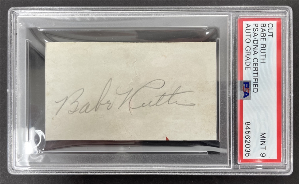 Babe Ruth Autographed Cut Signature PSA/DNA Mint 9