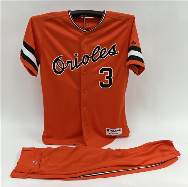 Cesar Izturis 2010 Baltimore Orioles Throwback Game Used & Autographed Jersey & Pants MLB