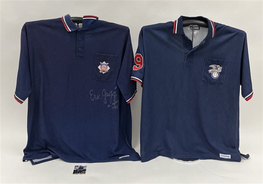 Lot of 2 John Shulock & Eric Gregg Game Used Umpires Shirts