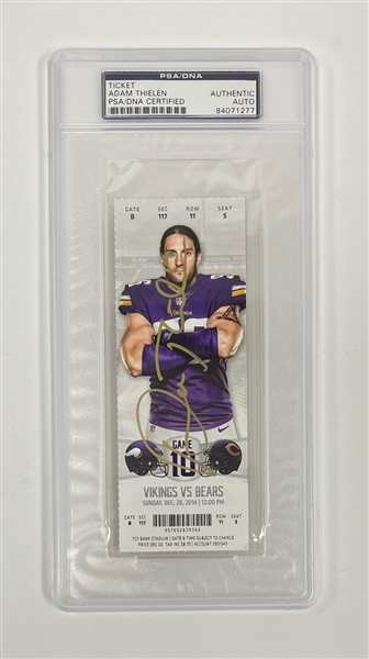 Adam Thielen Autographed & Encapsulated Authentic Ticket From First NFL Receiving TD PSA/DNA