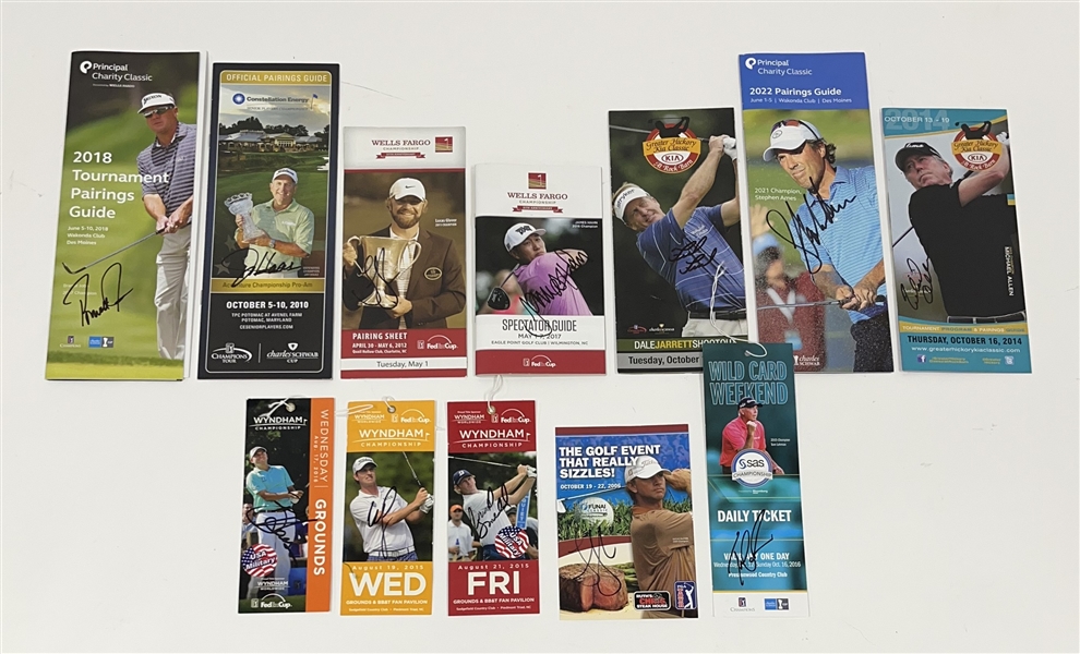 Lot of 12 Autographed Golf Tickets & Pairing Guides