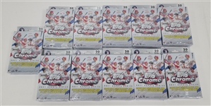 Lot of 11 Factory Sealed 2021 Topps Chrome Baseball Update Series Hanger Boxes