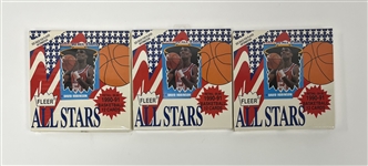 Lot of 3 Factory Sealed 1990-91 Fleer Basketball All-Stars 12-Card Sets
