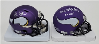 Lot of 2 KJ Osborn & Alexander Mattison Autographed Minnesota Vikings Mini Helmets Beckett
