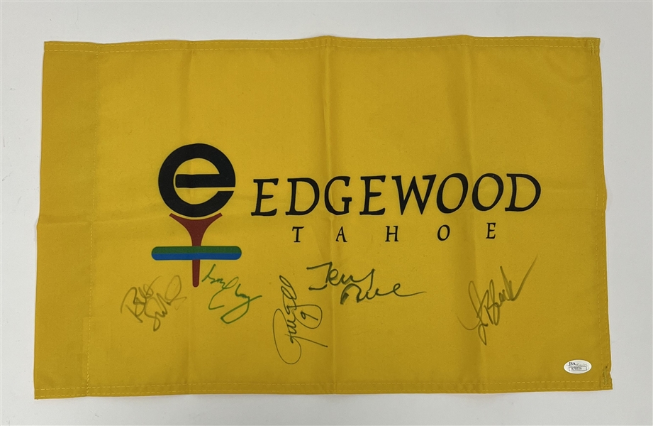 Celebrity Golf Outing Autographed Pin Flag w/ Jerry Rice & Greg Maddux JSA