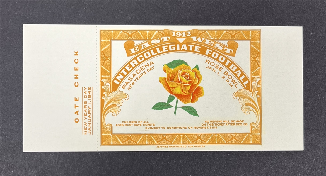 1942 Unused Rose Bowl Ticket *RARE*