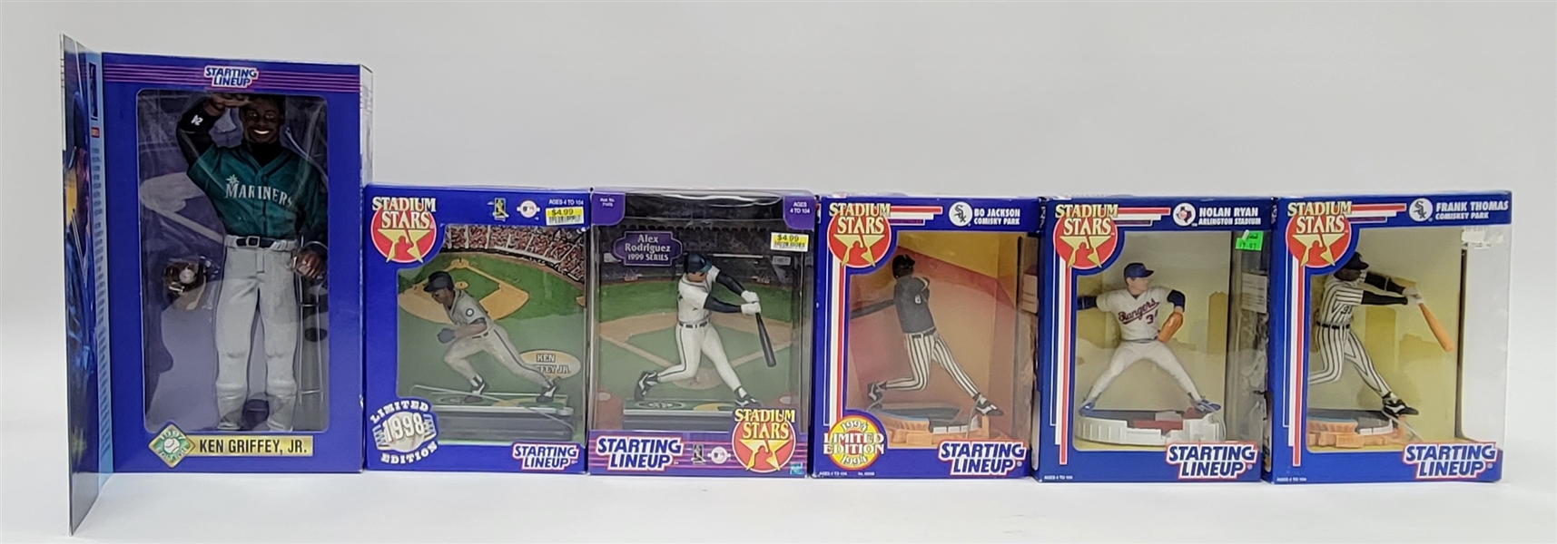 Lot of 5 MLB Stadium Stars Starting Lineup Figures & Griffey Jr. Deluxe Figure