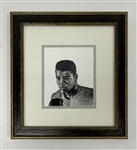Muhammad Ali Original 5x5 James Fiorentino Watercolor Painting Framed 13x14 w/ Fiorentino LOA