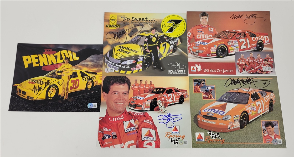 Lot of 5 Michael Waltrip Autographed 8x10 Photos Beckett
