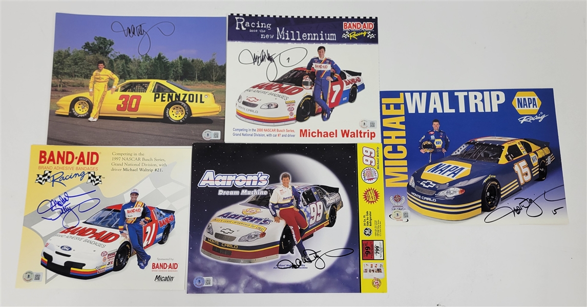 Lot of 5 Michael Waltrip Autographed 8x10 Photos Beckett