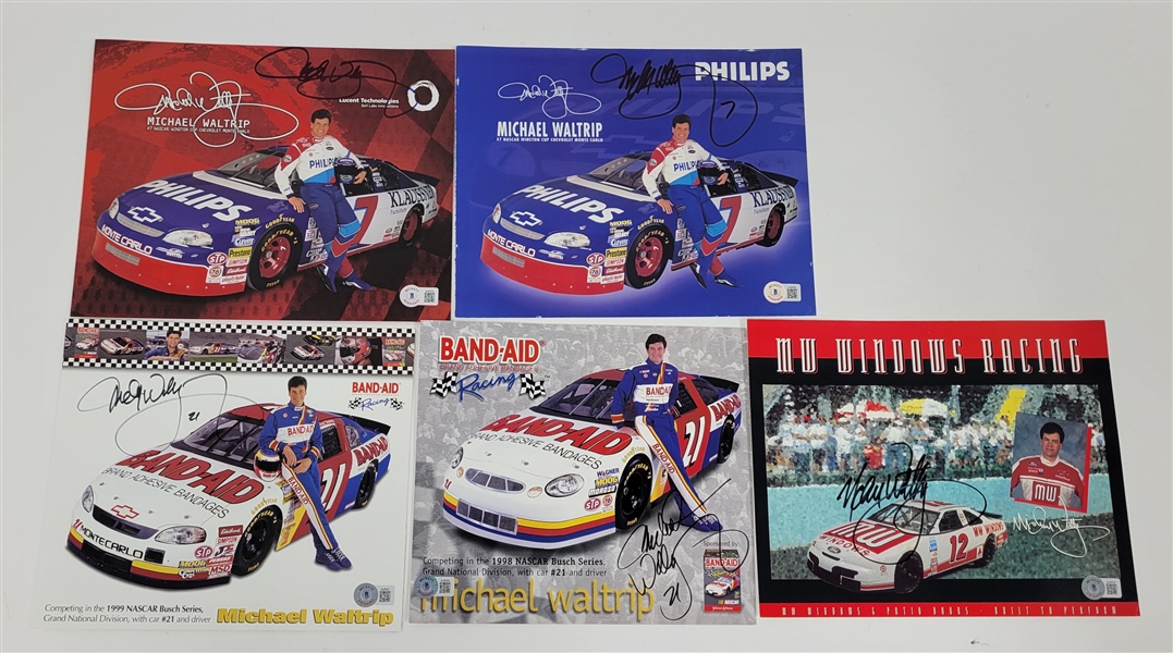 Lot of 5 Michael Waltrip Autographed 8x10 Photos Beckett