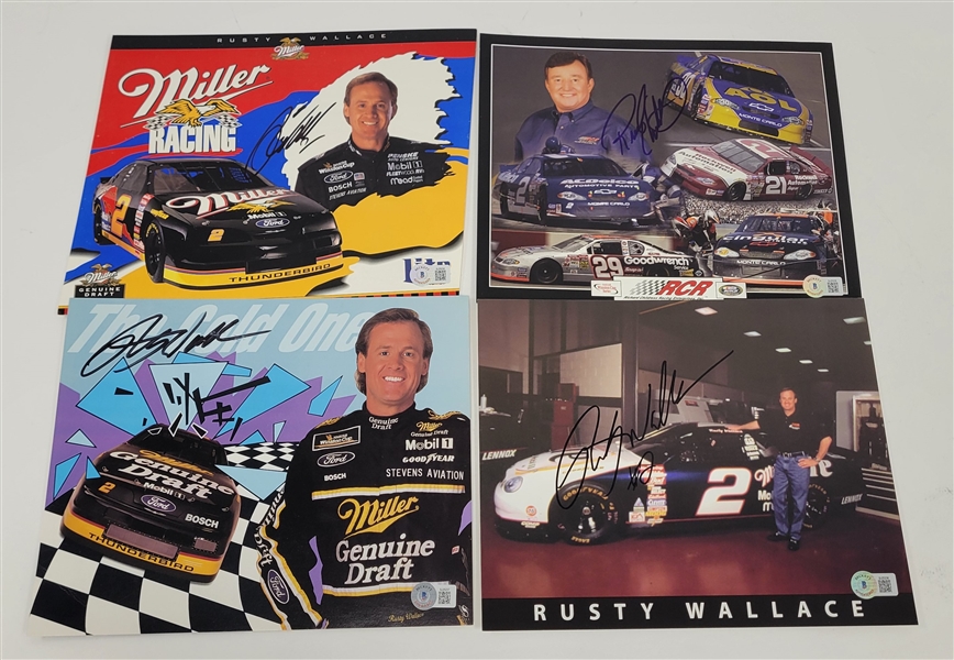 Lot of 4 Rusty Wallace Autographed 8x10 Photos Beckett