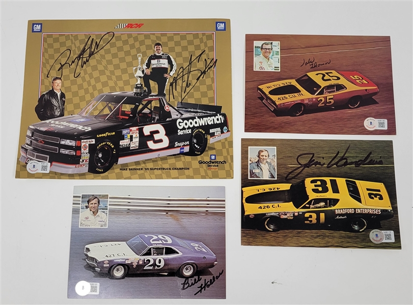 Lot of 4 Autographed NASCAR Photos Beckett