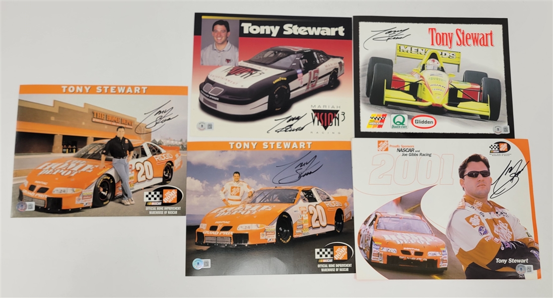 Lot of 5 Tony Stewart Autographed Photos Beckett