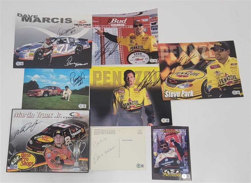 Lot of 8 Autographed NASCAR Photos w/ Martin Truex Jr. Beckett
