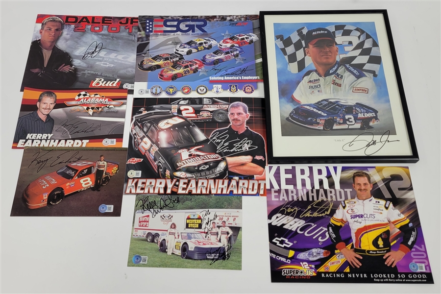 Lot of 8 Dale Earhnardt Jr. & Kerry Earnhardt Autographed Photos Beckett