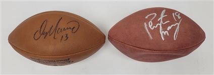 Lot of 2 Peyton Manning & Dan Marino Autographed Footballs Beckett