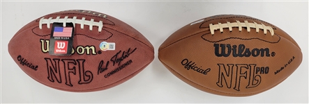 Lot of 2 Peyton Manning & Dan Marino Autographed Footballs Beckett
