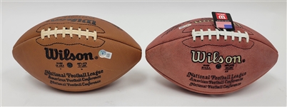 Lot of 2 Peyton Manning & Dan Marino Autographed Footballs Beckett