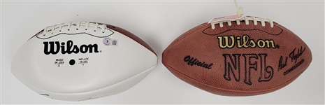 Lot of 2 Gale Sayers & Jim Brown Autographed Footballs Beckett