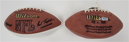 Lot of 2 Gale Sayers & Jim Brown Autographed Footballs Beckett