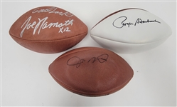 Lot of 3 Joe Namath, Joe Montana, & Roger Staubach Autographed Footballs Beckett