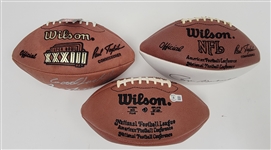 Lot of 3 Joe Namath, Joe Montana, & Roger Staubach Autographed Footballs Beckett