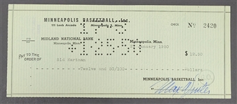 Max Winter Signed Minneapolis Lakers Check to Sid Hartman From 1950 Beckett