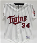 Kirby Puckett 2000 Minnesota Twins Game Issued & Autographed Jersey w/ Dave Miedema  & Beckett LOAs
