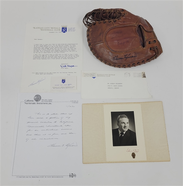 Harmon Killebrew Game Used High School Glove, High School Photo & Letter From the Kansas City Royals