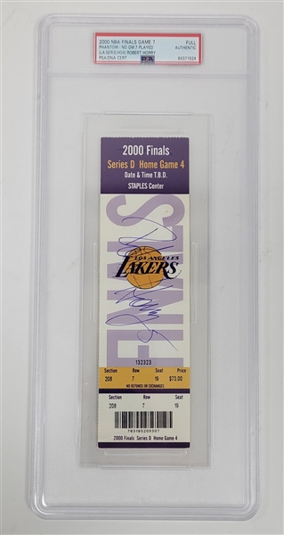 Robert Horry Autographed 2000 NBA Finals Game 7 Full Ticket Encapsulated by PSA/DNA
