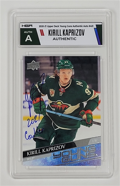 Kirill Kaprizov Autographed & Inscribed 2020-21 Upper Deck Young Guns #451 Rookie Card HGA Auth A