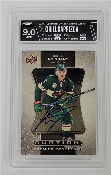 Kirill Kaprizov Autographed 2020-21 Upper Deck Ovation #O-41 Rookie Card HGA 9