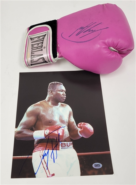 Larry Holmes Autographed Everlast Boxing Glove & 8x10 Photo JSA & CAS