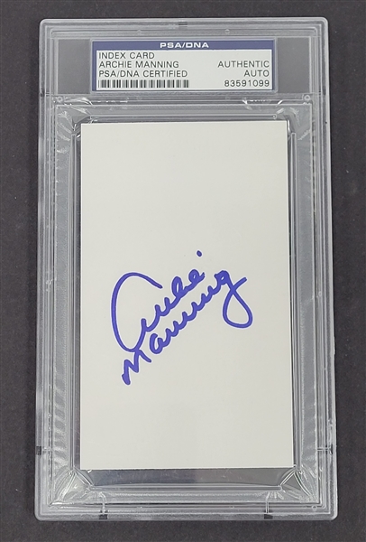 Archie Manning Autographed & Encapsulated Index Card PSA/DNA