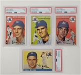Lot of 4 PSA Graded 1954 & 1955 Topps NY Yankees Cards w/ Berra & Sain