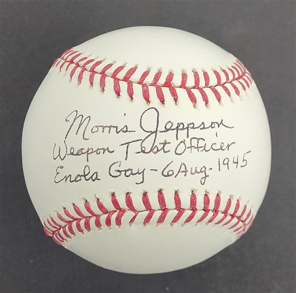 Morris Jeppson Autographed & Inscribed Baseball w/ Beckett LOA