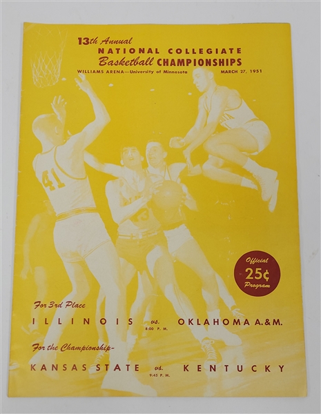 Extremely Rare Unscored 1951 NCAA Basketball Championships Program