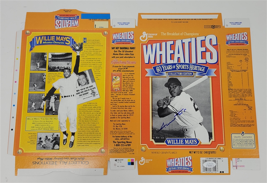 Willie Mays Autographed Wheaties Box JSA