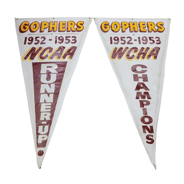 Lot of 2 1952-53 Minnesota Gophers NCAA & WCHA Banners