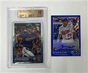 Lot of 2 Byron Buxton 2015 Topps Chrome Rookie Cards - 1 Graded BGS 10 & 1 Autographed
