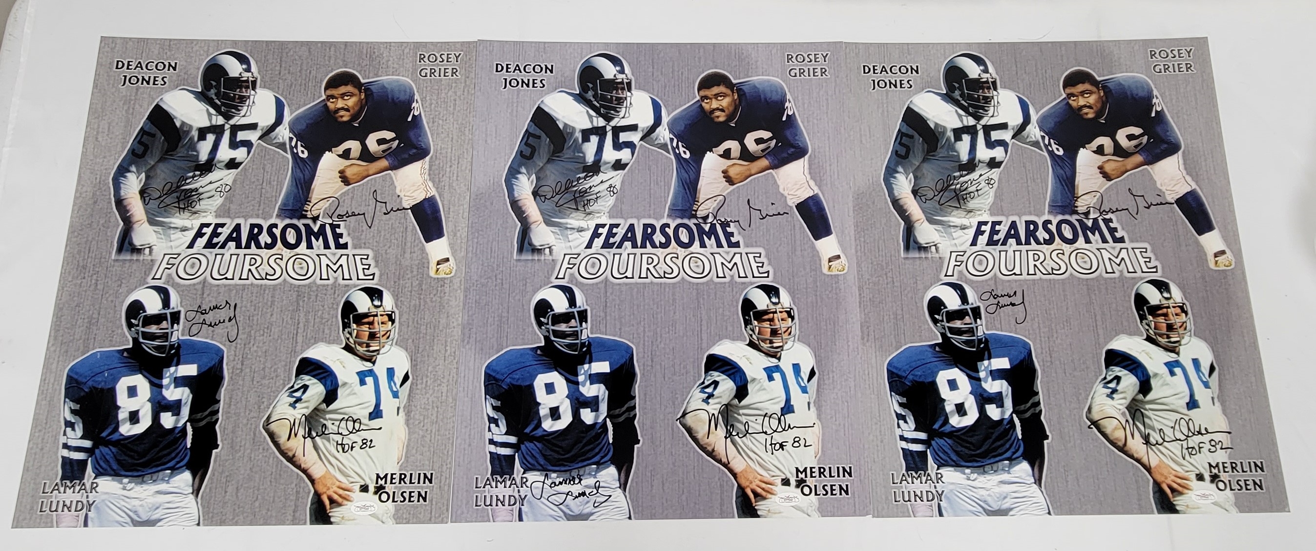 Deacon Jones, Rosey Grier, Lamar Lundy, Merlin Olsen Signed (Fearsome  Foursome) Framed Photo