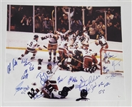 USA Hockey Miracle Team Autographed 20x24 Photo w/ 20 Signatures JSA