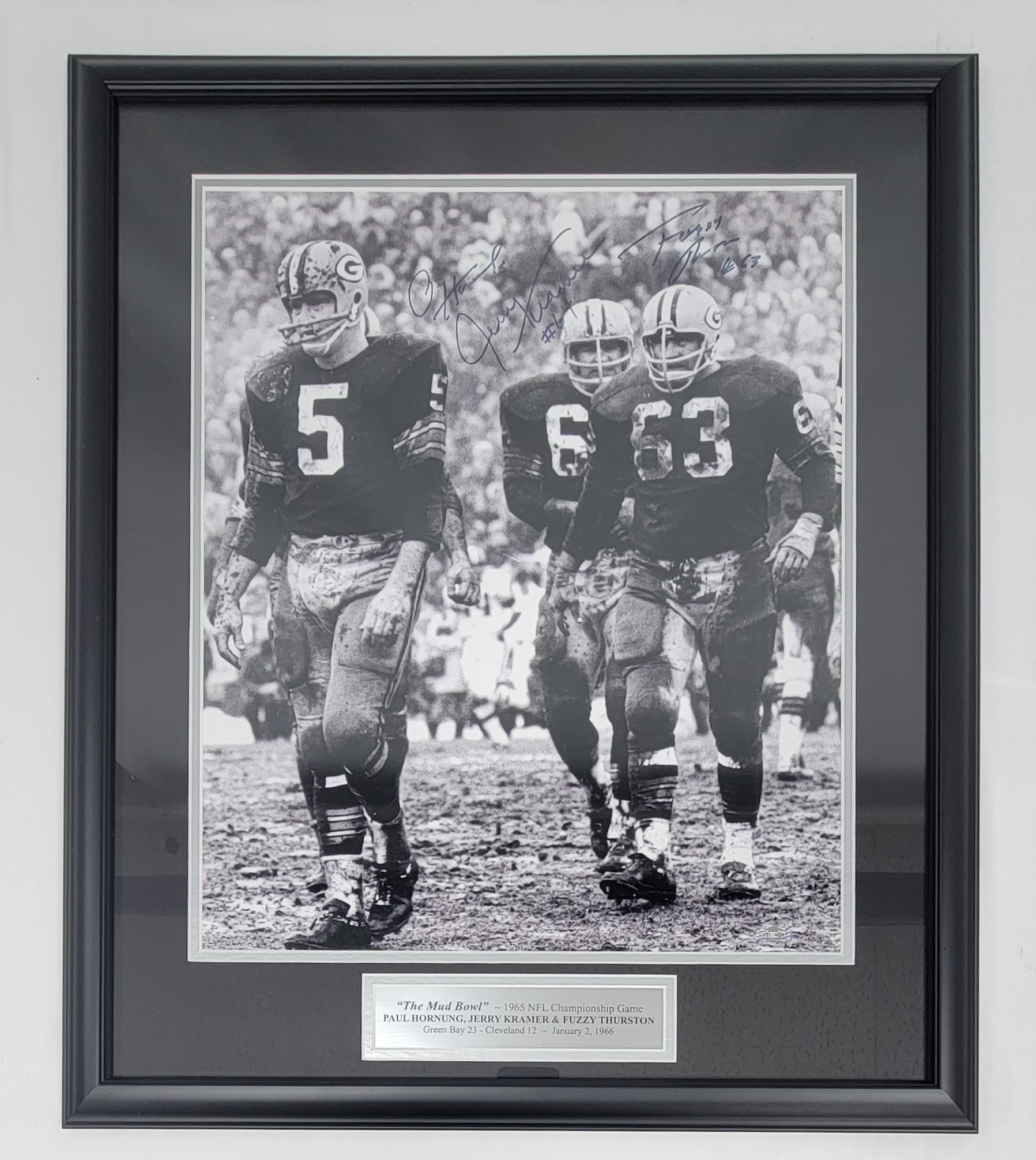 Bart Starr & Paul Hornung Autographed Green Bay Packers 16x20 Photo Framed