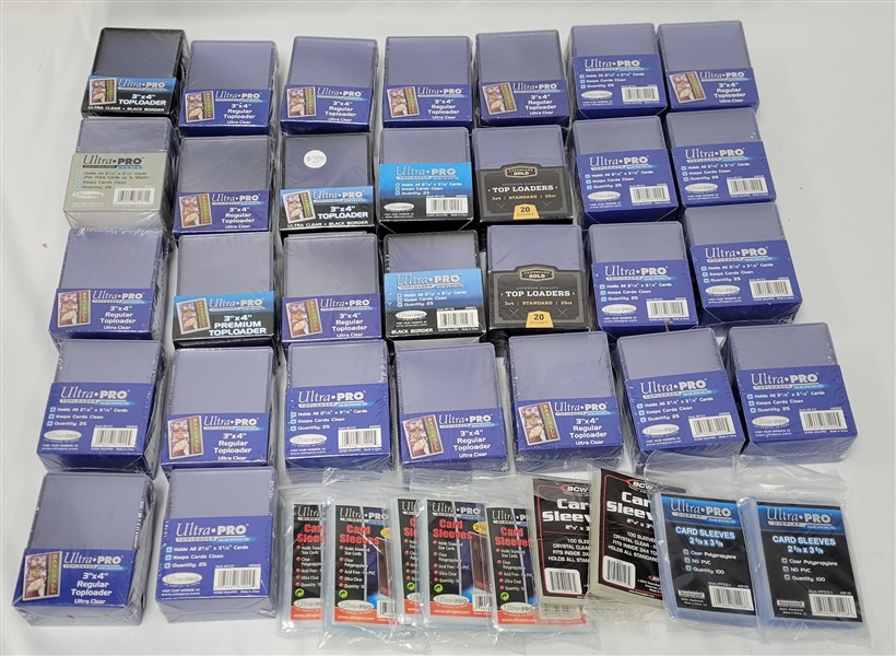 Collection of Factory Sealed Card Top Loaders & Sleeves