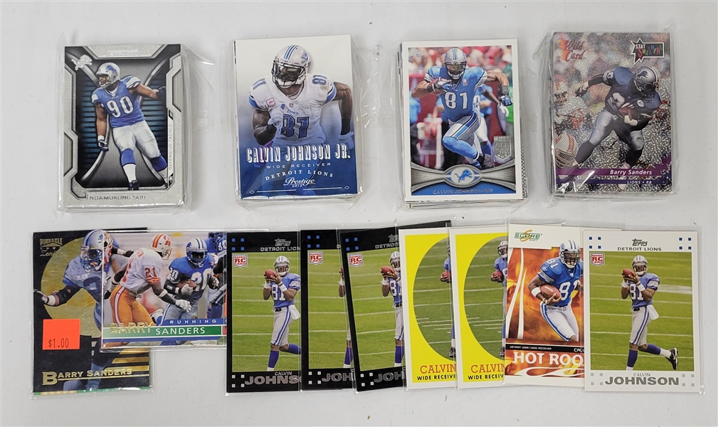 Barry Sanders & Calvin Johnson Card Collection w/ Johnson Rookies