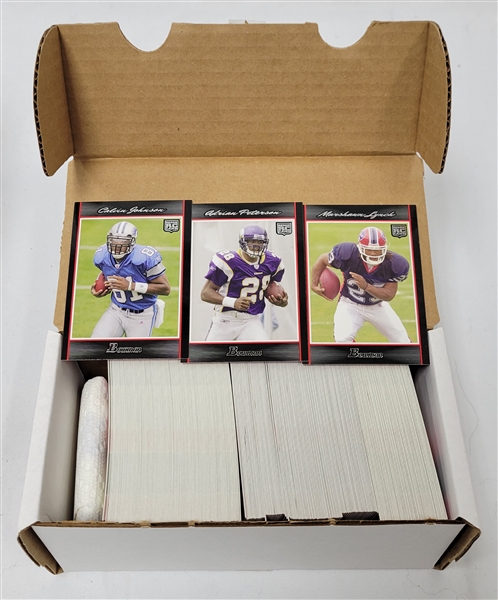 Lot of (5) 2007 Bowman Football Complete Sets *Peterson & Johnson Rookies*