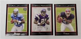 Lot of (5) 2007 Bowman Football Complete Sets *Peterson & Johnson Rookies*