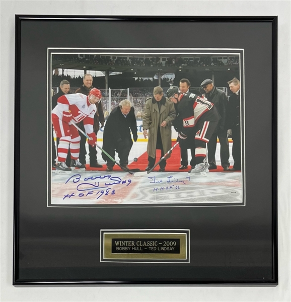 Bobby Hull & Ted Lindsay Autographed & Framed 11x14 Photo