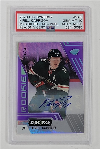 Kirill Kaprizov Autographed 2020 UD Synergy #SKK Rookie Card LE #9/15 PSA 10